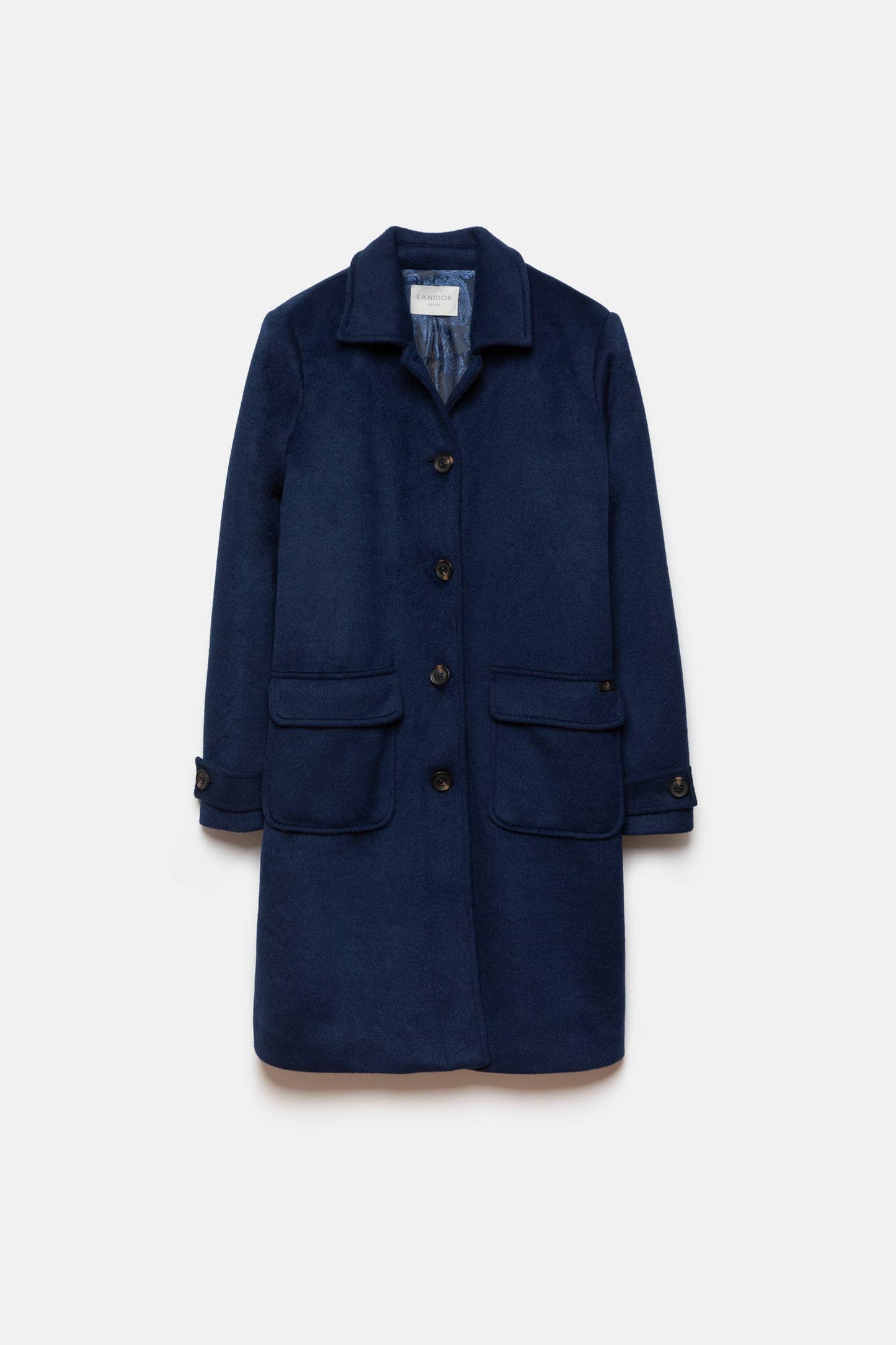 Cappotto lungo minimal blu navy