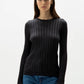 Maglione girocollo a costine in lana merino extra fine