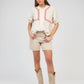 Camicia ecru SIAMANY in voile di cotone con ricamo