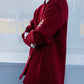 Cardigan lungo bordeaux con bottoni dorati