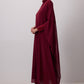 Abito in chiffon bordeaux con maniche a pipistrello