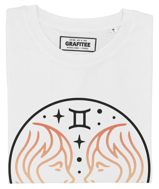T-shirt bianca Gemini con stampa segno zodiacale