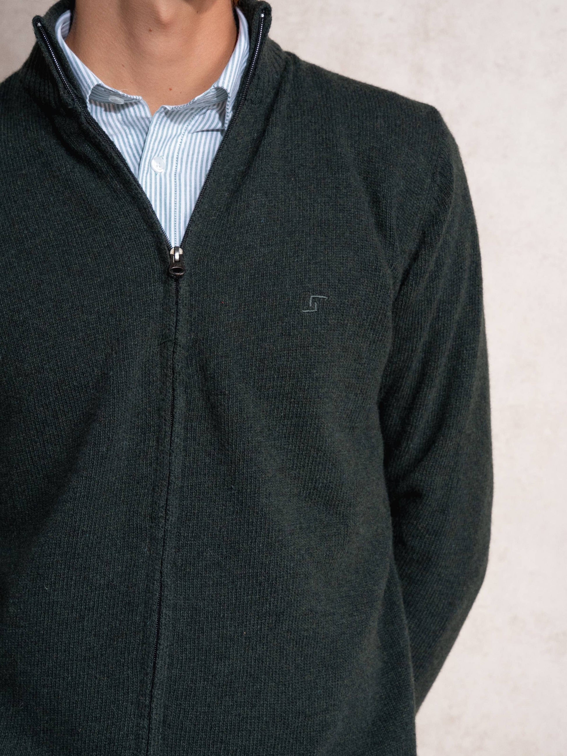 Cardigan in maglia uomo con zip e collo alto