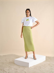T-shirt bianca con paillettes a limone