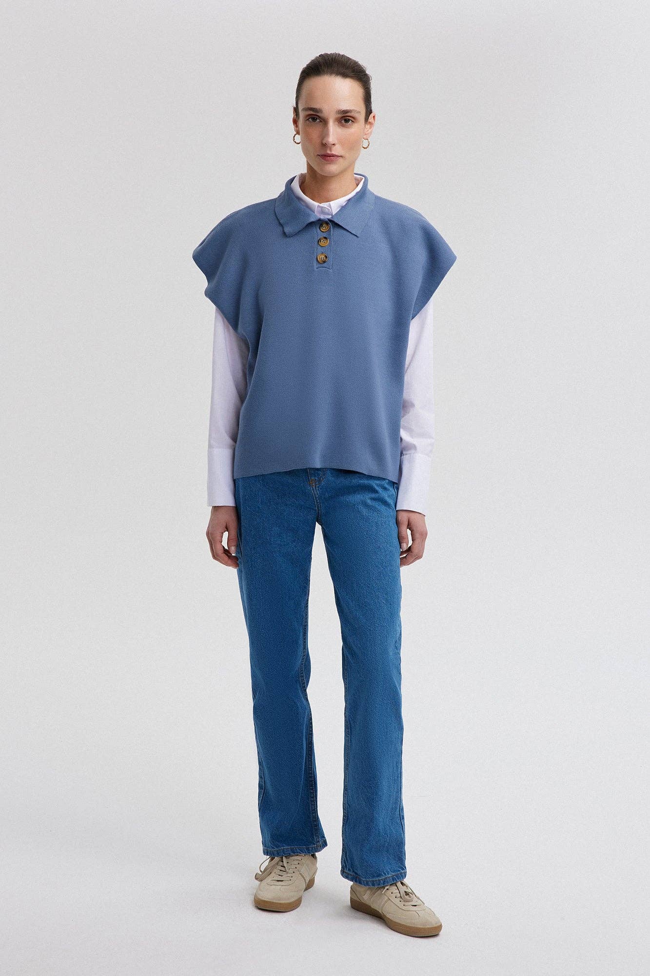 Gilet in maglia con scollo a polo