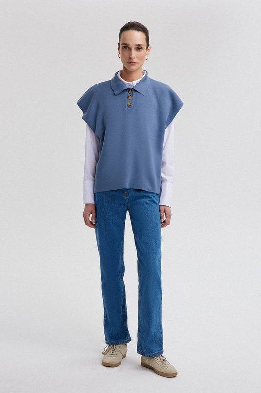 Gilet in maglia con scollo a polo
