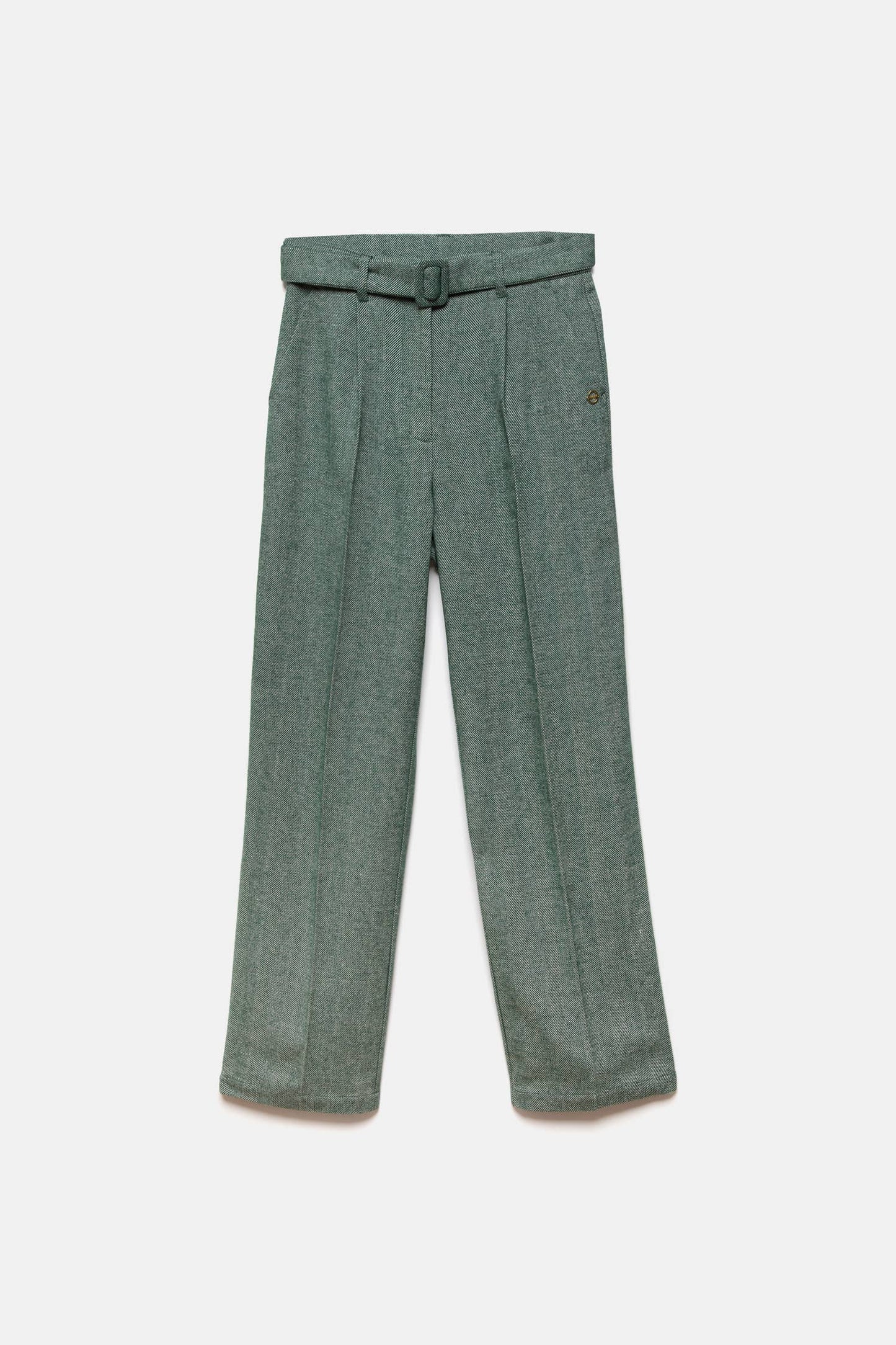 Pantaloni a spina di pesce con cintura