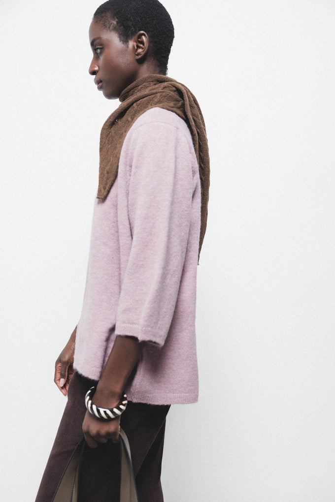 Cardigan in maglia rasata con maniche 3/4
