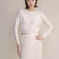 Cardigan corto in misto cashmere con lavorazione 3D