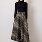 Gonna in gabardine con stampa leopardata
