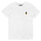 T-shirt bianca con patch ananas ricamato in cotone biologico