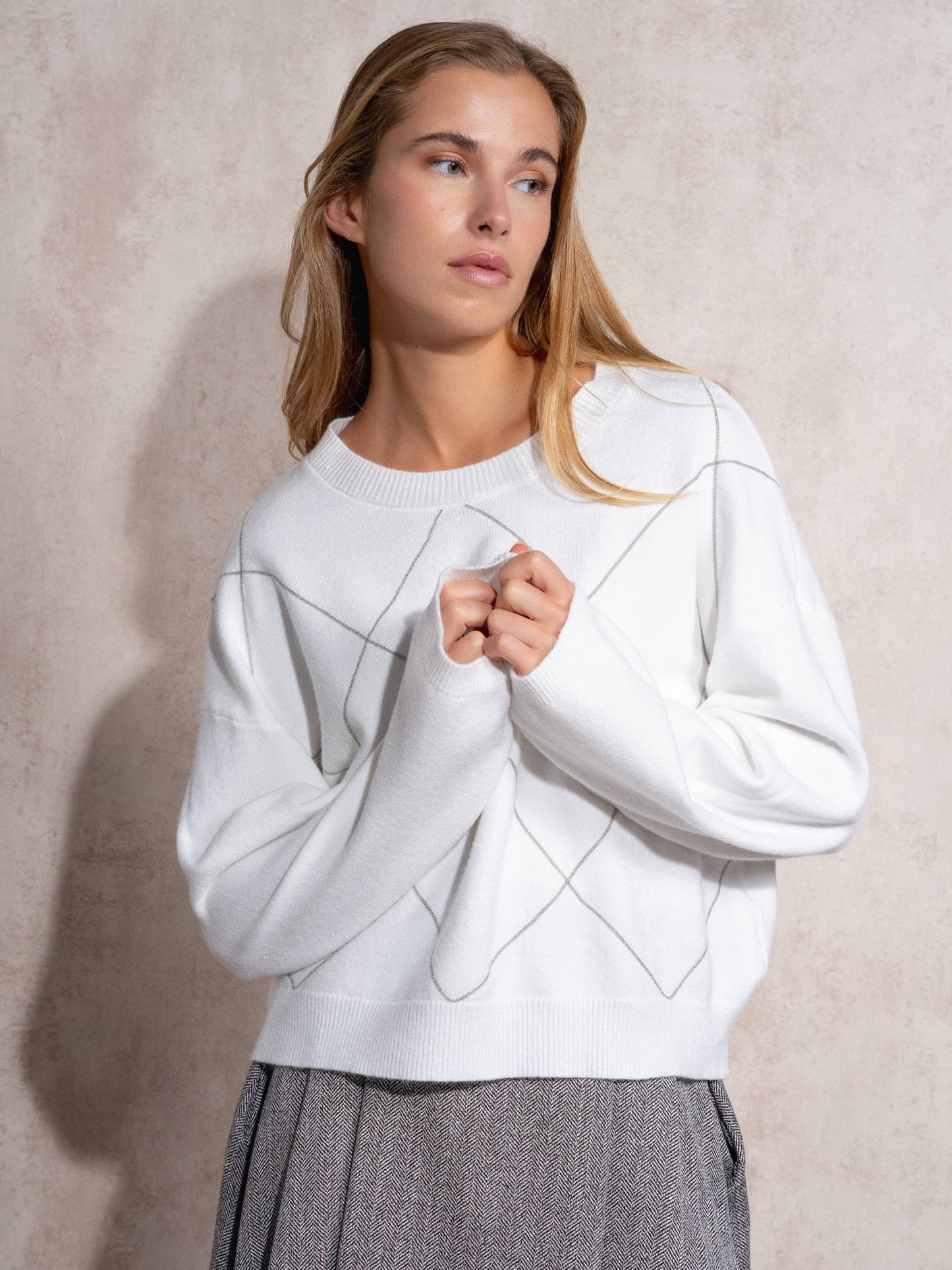 Maglione in maglia con motivo a rombi