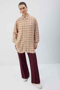 Camicia a quadri oversize in viscosa