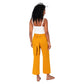Pantaloni estivi cropped in cotone e lino gialli
