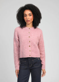 Cardigan Letiana rosa in maglia calda