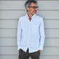 Camicia Oxford su misura a righe bianco e blu