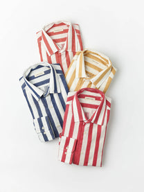 Camicia in lino a righe color ocra Maggia