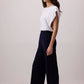 Pantaloni palazzo blu navy a vita elasticizzata