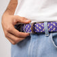 Cintura elastica intrecciata Provence viola e bianco