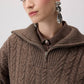 Maglione in maglia a trecce con zip e colletto ampio