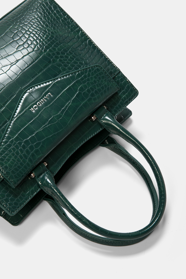 Borsa a mano effetto coccodrillo con tracolla