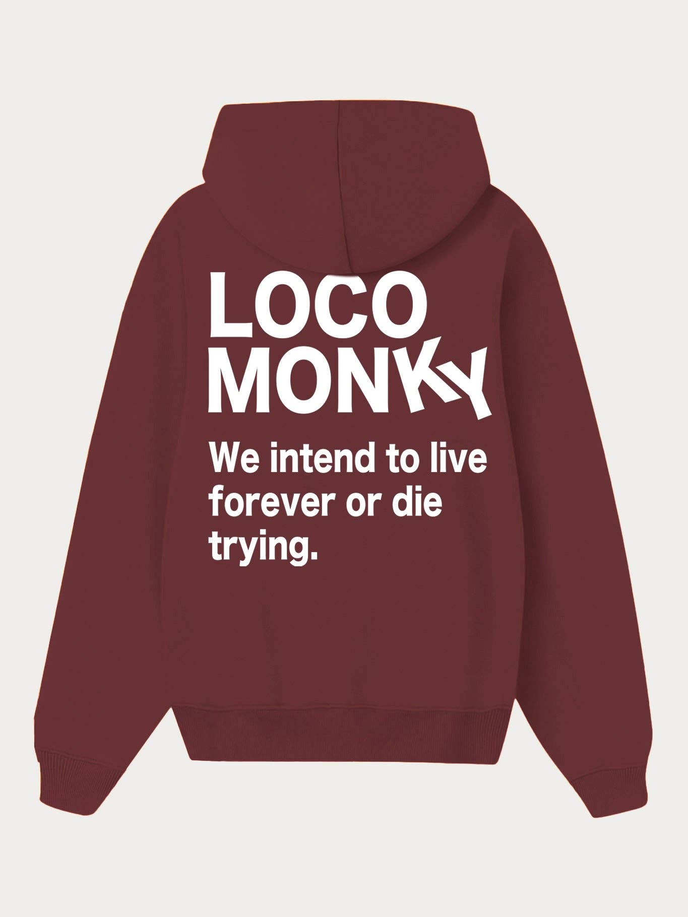 Felpa unisex Live Forever color vino