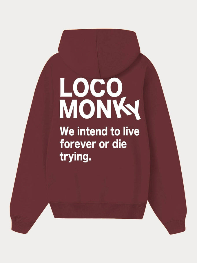 Felpa unisex Live Forever color vino