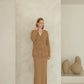 Gonna lunga a vita alta in misto cashmere con spacco laterale in maglia 3D