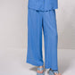 Pantaloni ampi e fluidi in misto lino blu
