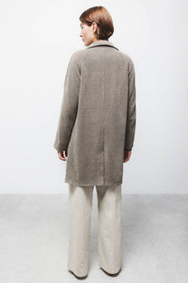 Cappotto lungo fantasia con maniche raglan