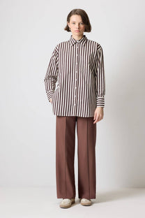 Camicia oversize a righe verticali in viscosa