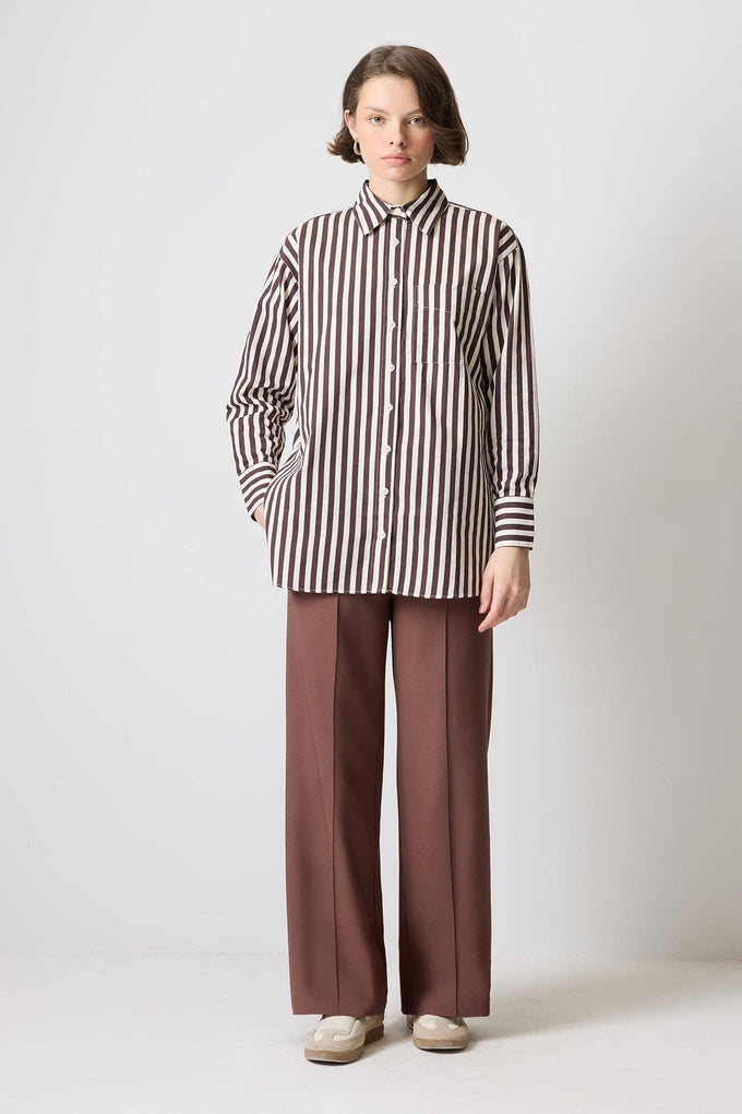 Camicia oversize a righe verticali in viscosa