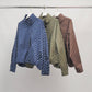 Giacca oversize a pois con collo alto in cotone elasticizzato