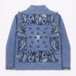 Gilet Nisani color cielo con frange e stampa bandana