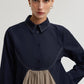 Abito lungo colour block con colletto in misto cotone