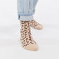 Calzini bambina leopardati beige glitter