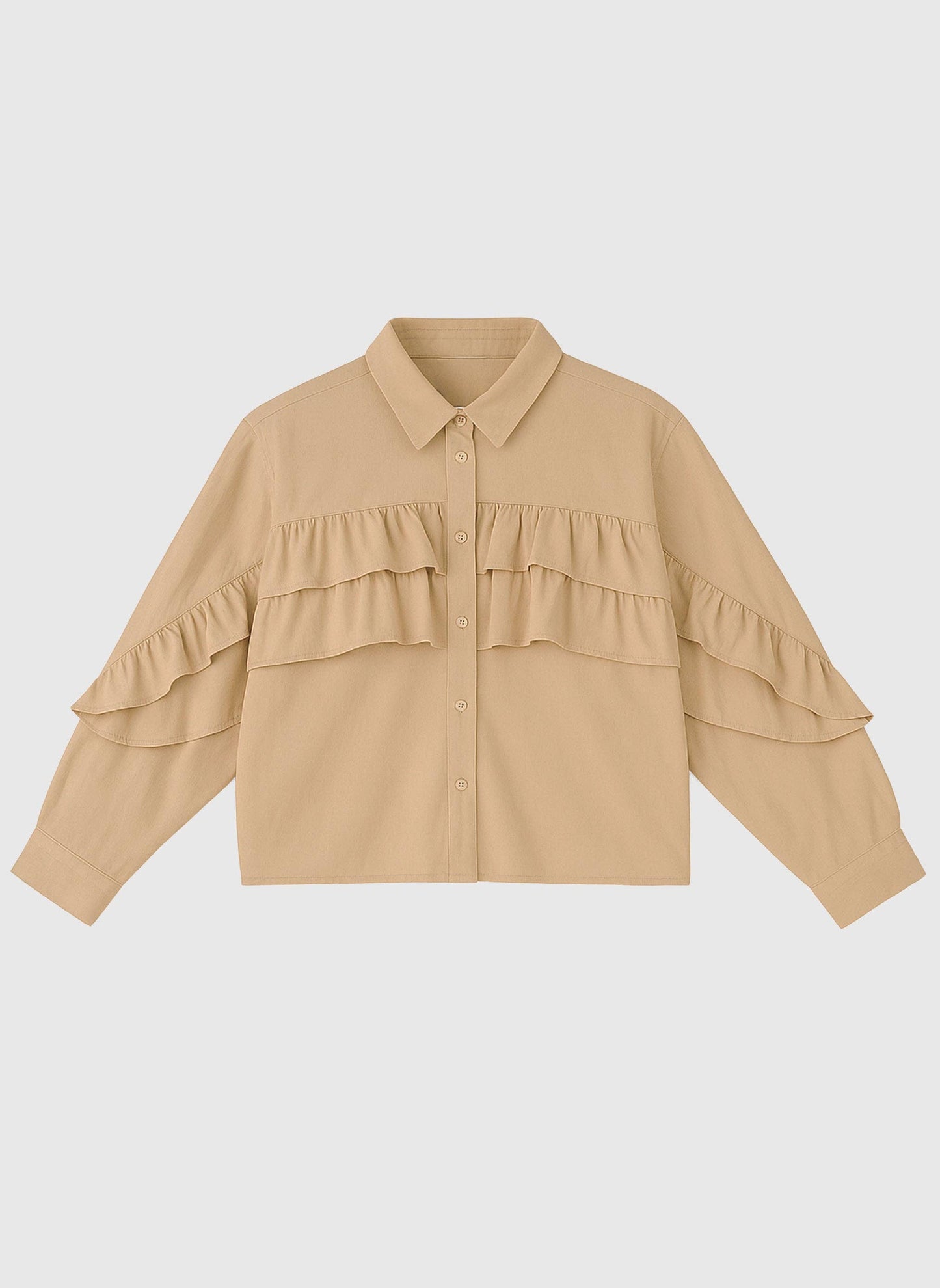 Camicia Suprema color sabbia con ruches