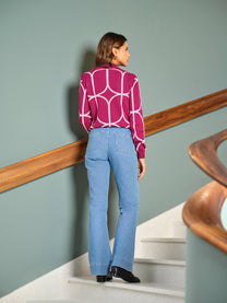 Jeans in denim con bottoni a cuore
