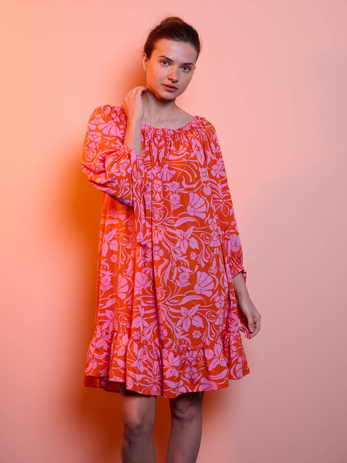 Abito donna off-shoulder con stampa floreale