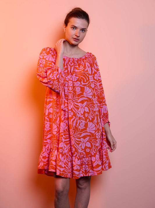 Abito donna off-shoulder con stampa floreale