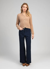 Pantaloni navy a gamba dritta con vita elasticizzata