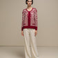 Cardigan donna in maglia jacquard animalier bicolore