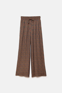 Pantaloni a gamba larga con stampa geometrica e coulisse