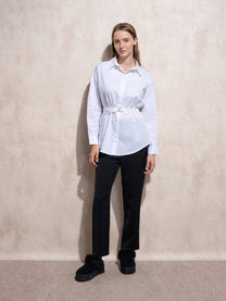 Tunica camicia in cotone con cintura