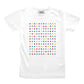 T-shirt unisex bianca con stampa a pois multicolore