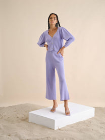 Pantaloni in maglia a costine in cotone