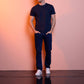 T-shirt uomo in cotone e poliestere con lettering tono su tono