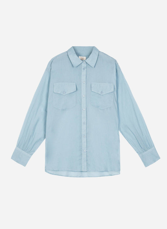 Camicia Soumaya color cielo in popeline di cotone