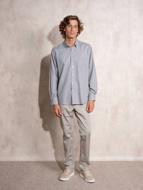 Camicia uomo in cotone misto con colletto button-down