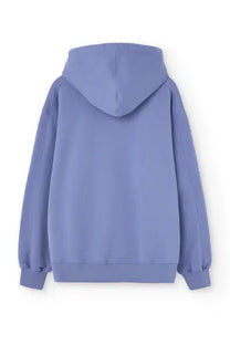 Felpa con cappuccio blu lavato oversize in cotone biologico